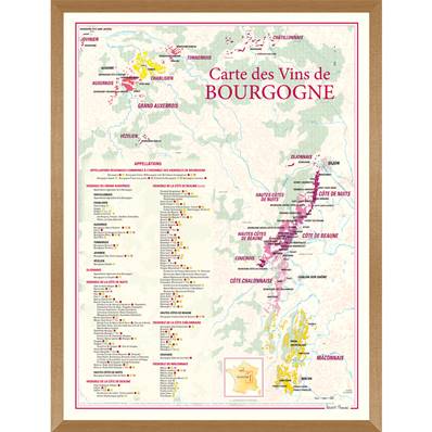 Carte des Vins de Bourgogne encadrée