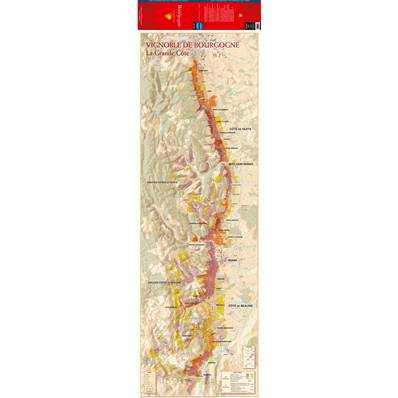 Carte du Vignoble de Bourgogne Côte d'Or pliée