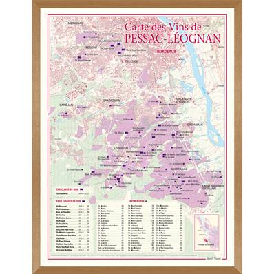 Carte des Vins de Pessac-Léognan encadrée