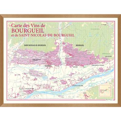 Carte des Vins de Bourgueil et de Saint-Nicolas de Bourgueil encadrée