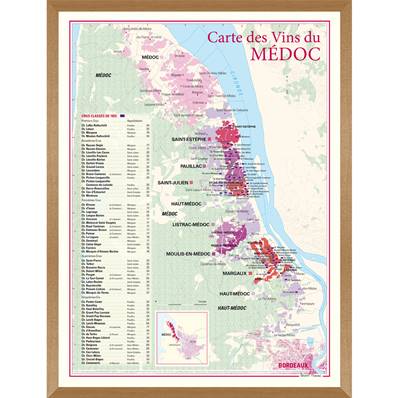 Carte des Vins du Médoc encadrée