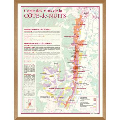 Carte des Vins de la Côte-de-Nuits encadrée