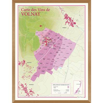 Carte des Vins de Volnay encadrée