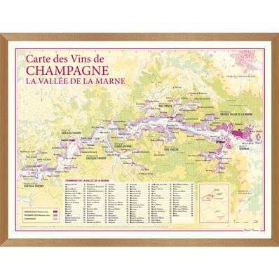 Carte des Vins de Champagne "La Vallée de la Marne" encadrée