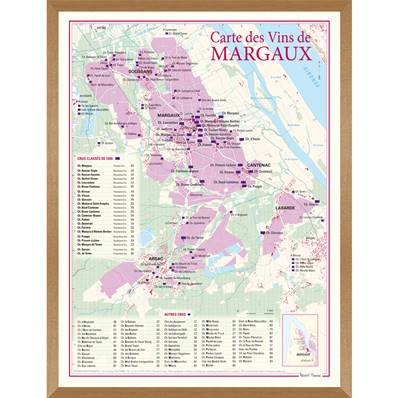 Carte des Vins de Margaux encadrée