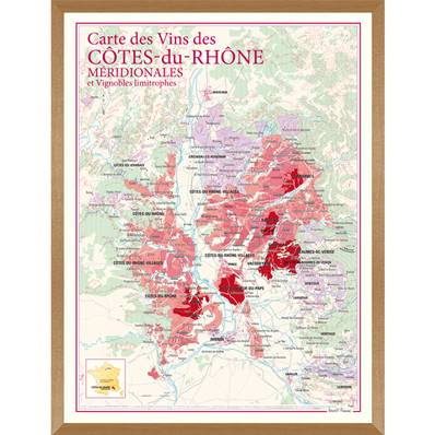 Carte des Vins des Côtes-du-Rhône Méridionales encadrée
