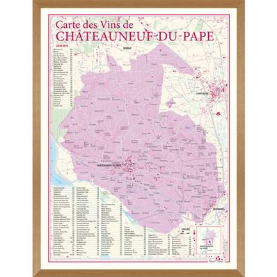 Carte des Vins de Châteauneuf-du-Pape encadrée