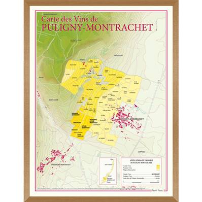 Carte des Vins de Puligny-Montrachet encadrée
