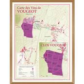 Carte des Vins de Vougeot et Clos Vougeot encadre