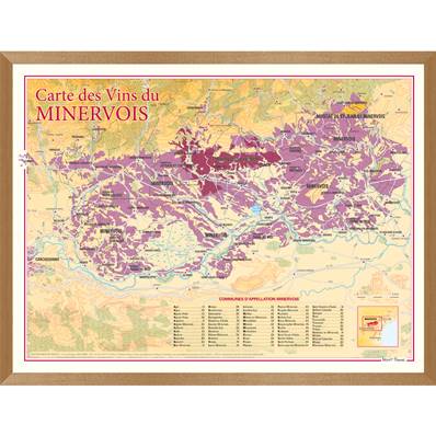 Carte des Vins du Minervois encadrée