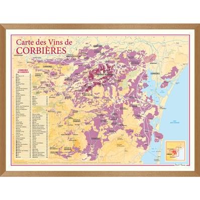 Carte des Vins de Corbières encadrée