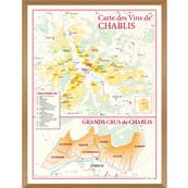 Carte des Vins de Chablis et des Grands Crus de Chablis encadrée