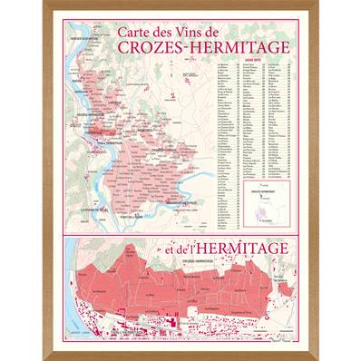 Carte des Vins de Crozes-Hermitage encadrée