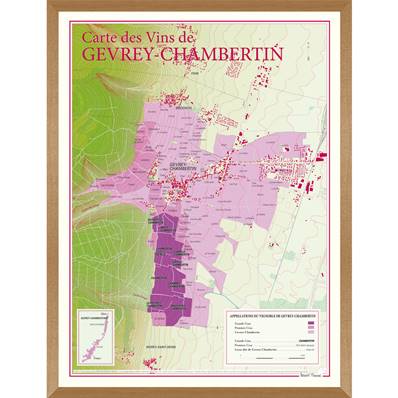 Carte des Vins de Gevrey-Chambertin encadrée