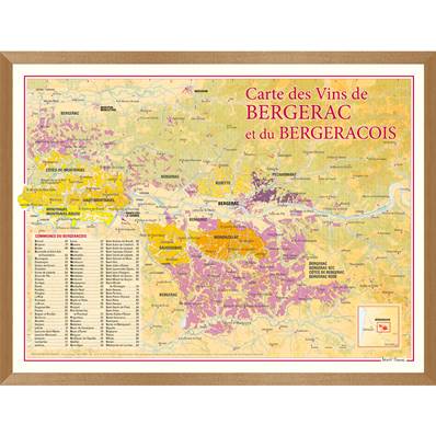 Carte des Vins de Bergerac et du Bergeracois encadrée