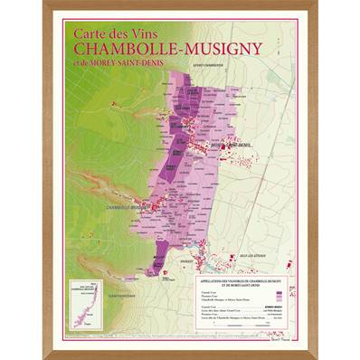 Carte des Vins de Chambolle-Musigny et de Morey-Saint-Denis encadrée