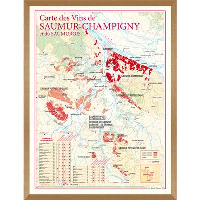 Carte des Vins de Saumur-Champigny et du Saumurois encadrée