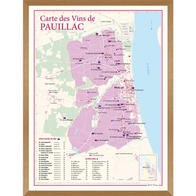 Carte des Vins de Pauillac encadrée