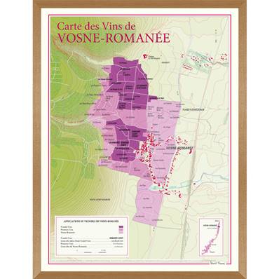 Carte des Vins de Vosne-Romanée encadrée