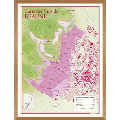 Carte des Vins de Beaune encadrée