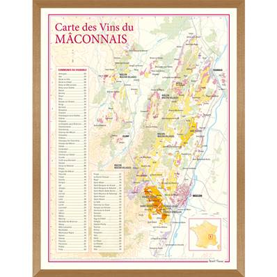 Carte des Vins du Mâconnais encadrée