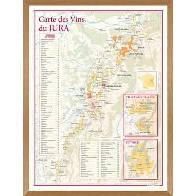 Carte des Vins du Jura encadrée