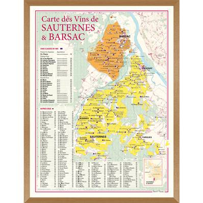 Carte des Vins de Sauternes & Barsac encadrée