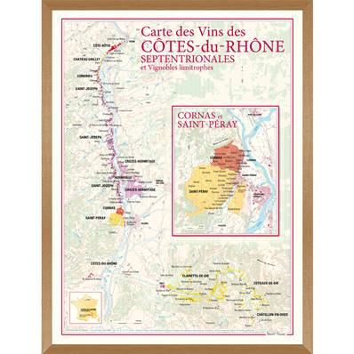 Carte des Vins des Côtes-du-Rhône Septentrionales encadrée