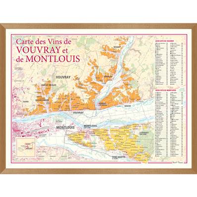 Carte des Vins de Vouvray et de Montlouis encadrée