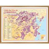 Carte des Vins de Corbières encadrée