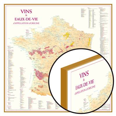 Carte de France des Vins et Eaux-de-Vie AOC laminée